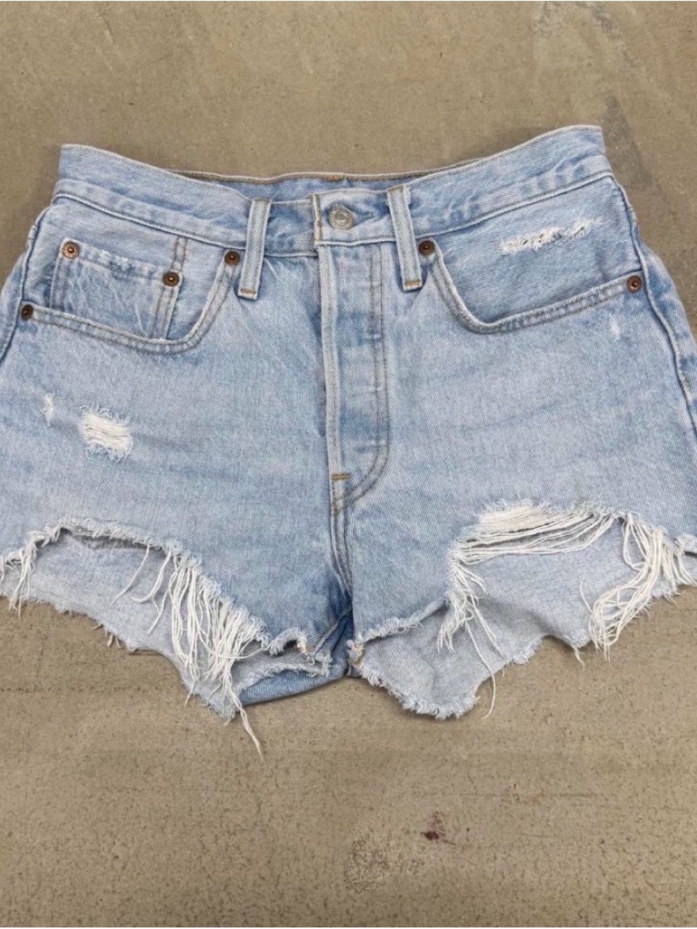 Levi’s 501 Vintage Light Wash Distressed Denim Shorts - Women